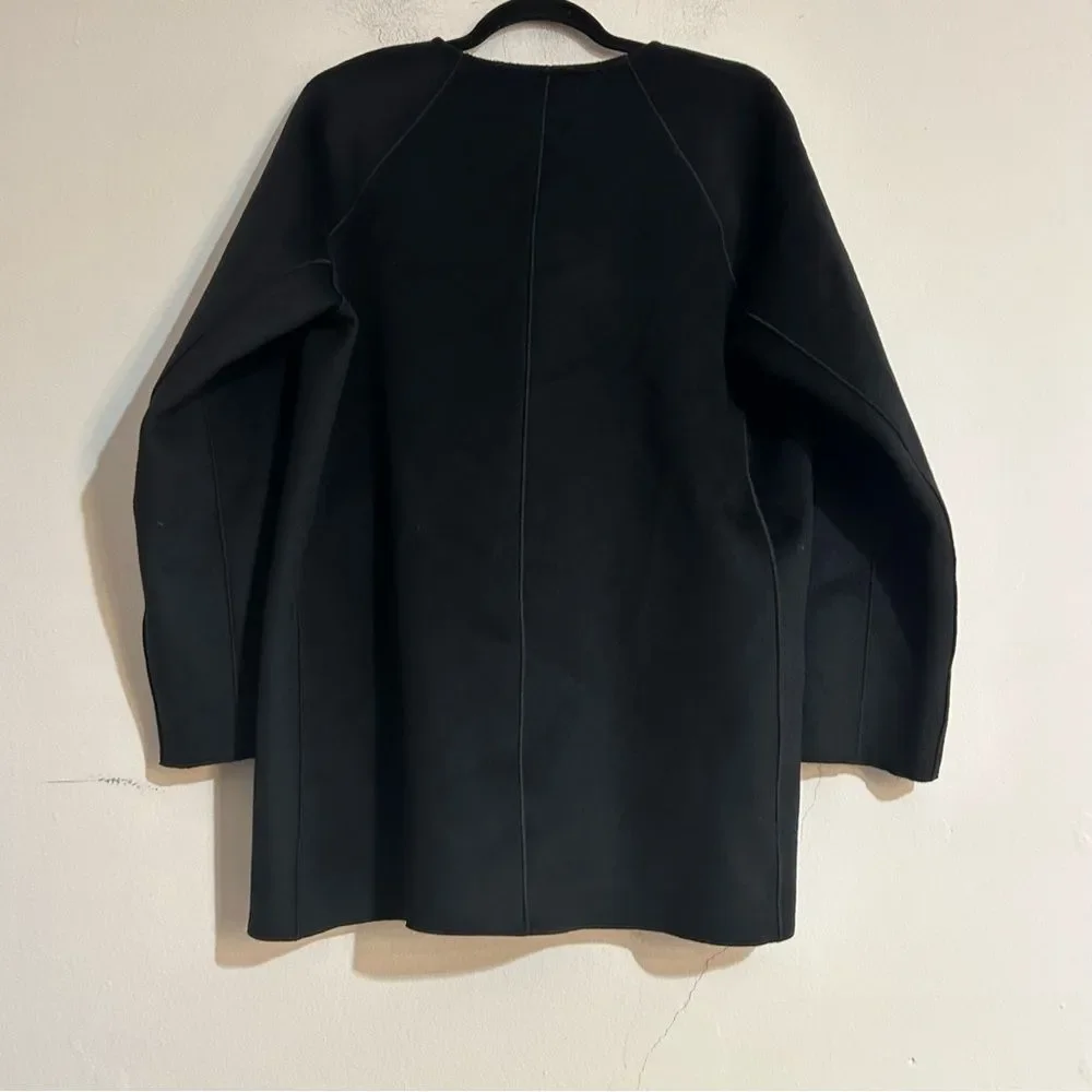 J. Crew Drapey Wool Blend Coat in Black Size Small Classic Minimal Timeless